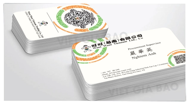 In namecard 2 in card visit bằng giấy mỹ thuật cao cấp, in chất lượng cao bằng công nghệ in offset gia công bế góc tròn.